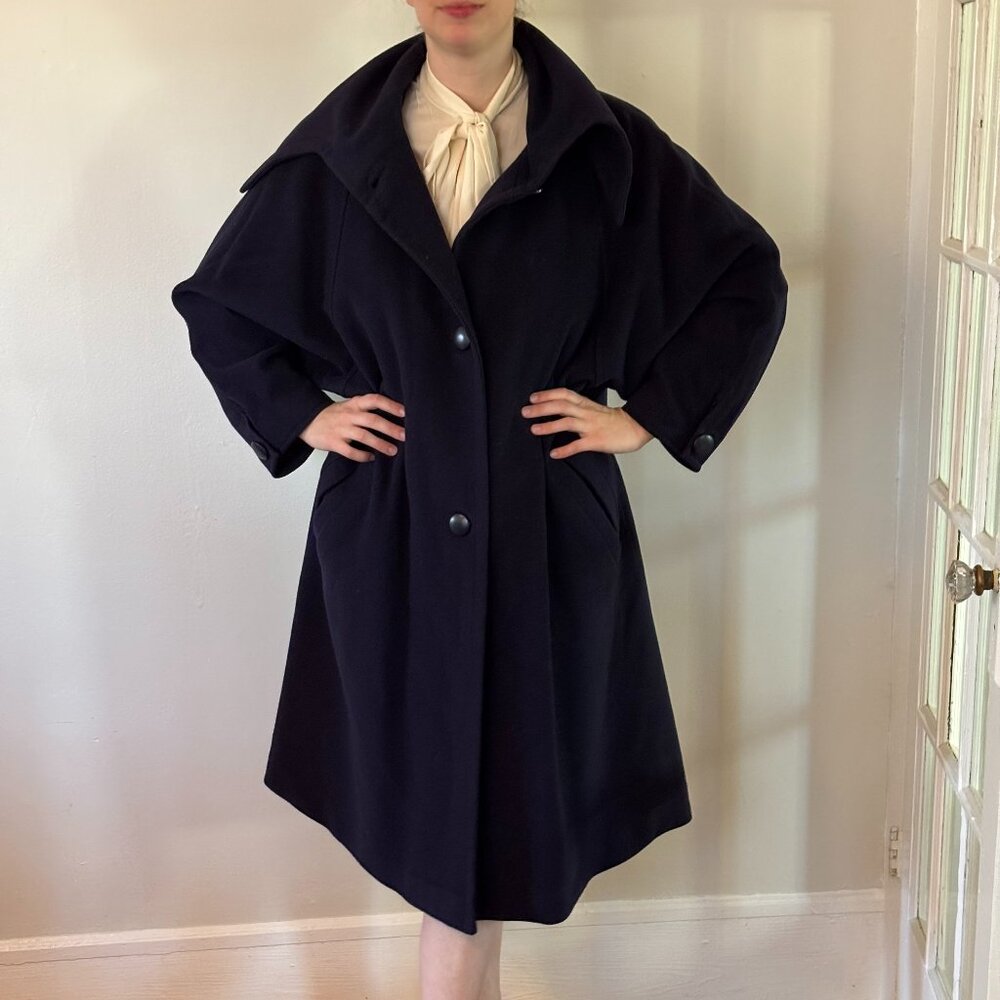 Vintage Dejac Wool/Cashmere Dress Coat in Navy
